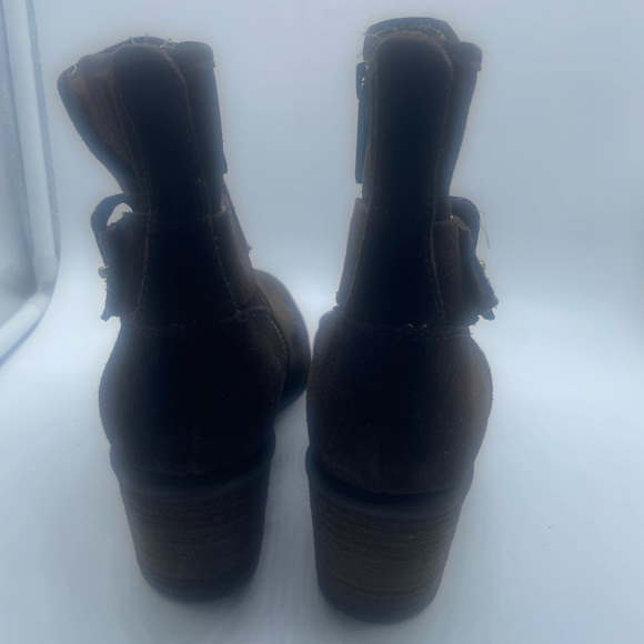 Donald J Pliner Diem Brown Suede Distressed Ankle Biker Boot Women’s Sz 7 - Picture 4 of 10